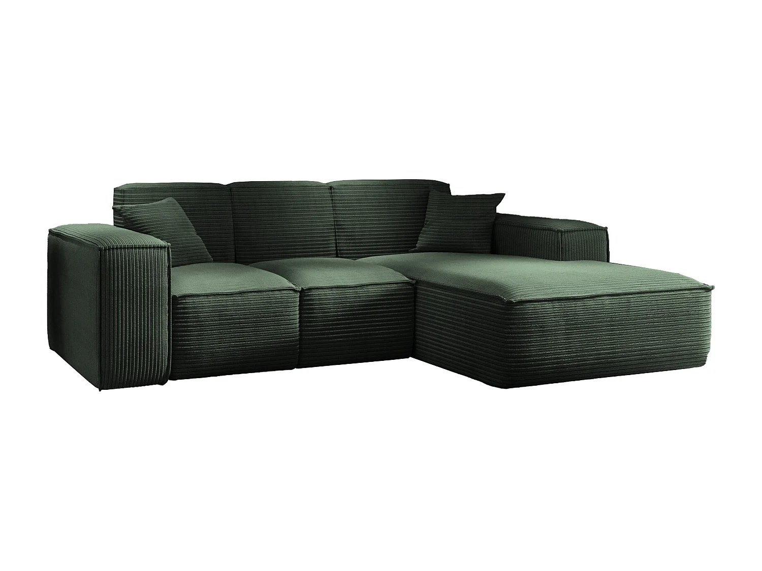 Canapé d'angle, canapé d'angle en L, salon, tissu SIENA, canapé Poso, vert, droite