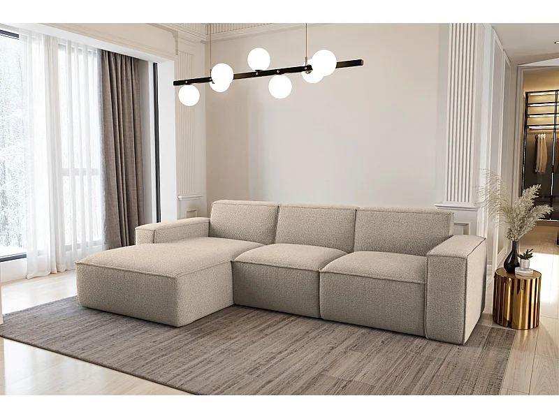 Canapé d'angle forme L Siena tissu Artico Beige Gauche