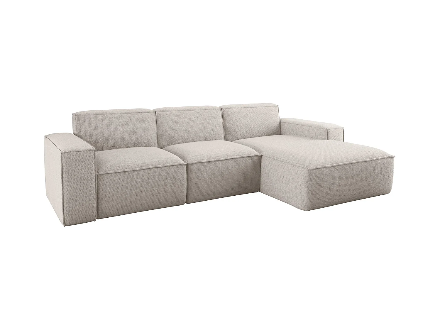 Canapé d'angle en forme de L Siena tissu Artico Nata droite