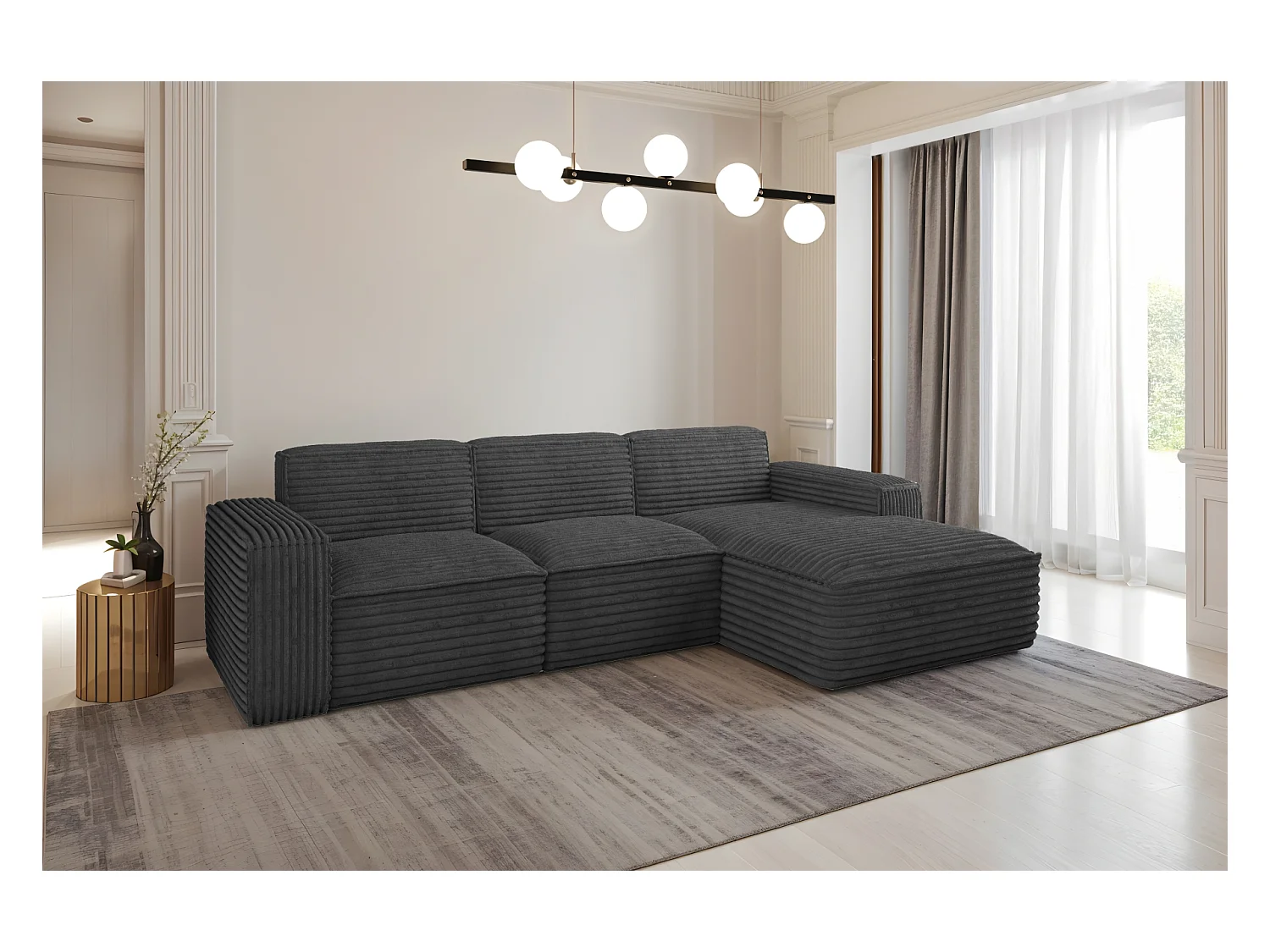Ecksofa L-Form Siena Stoff Velo Graphit Rechts
