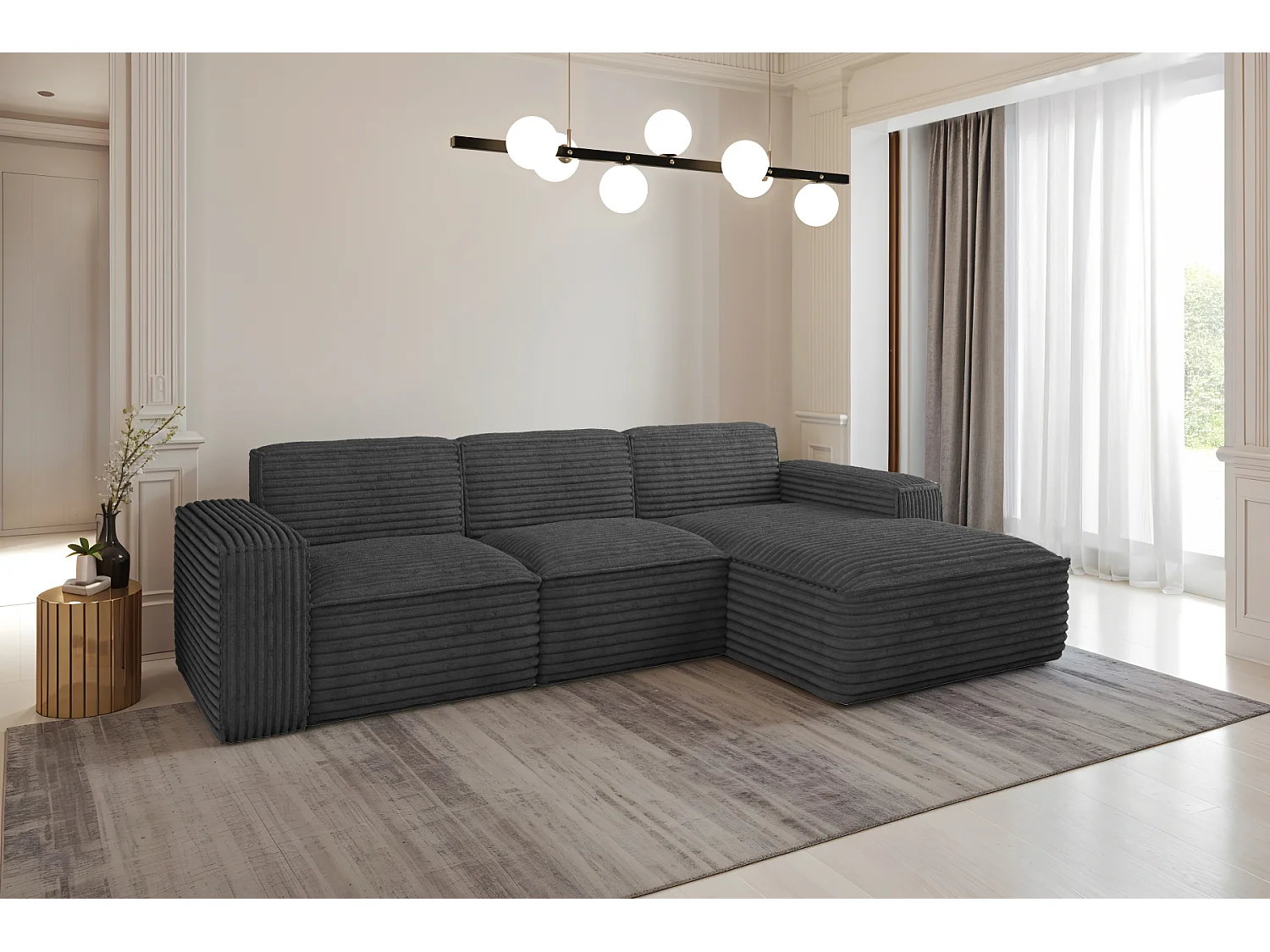 Ecksofa L-Form Siena Stoff Velo Graphit Rechts