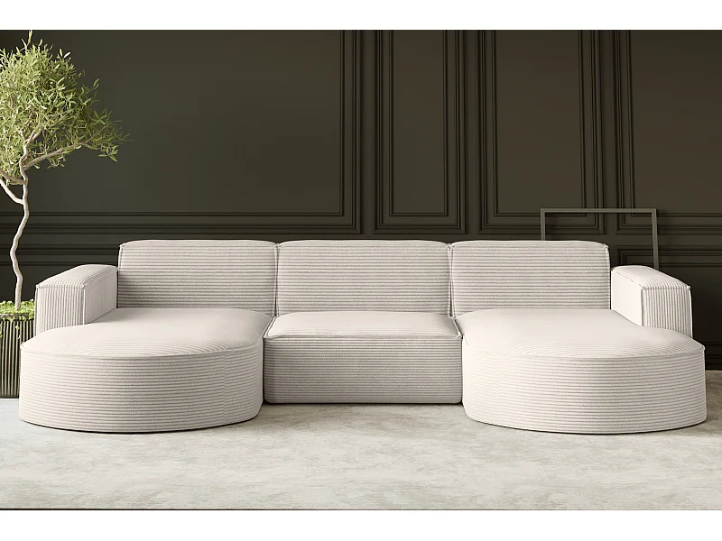 Ecksofa, Modena U-Form, Stoff Poso, Ecru