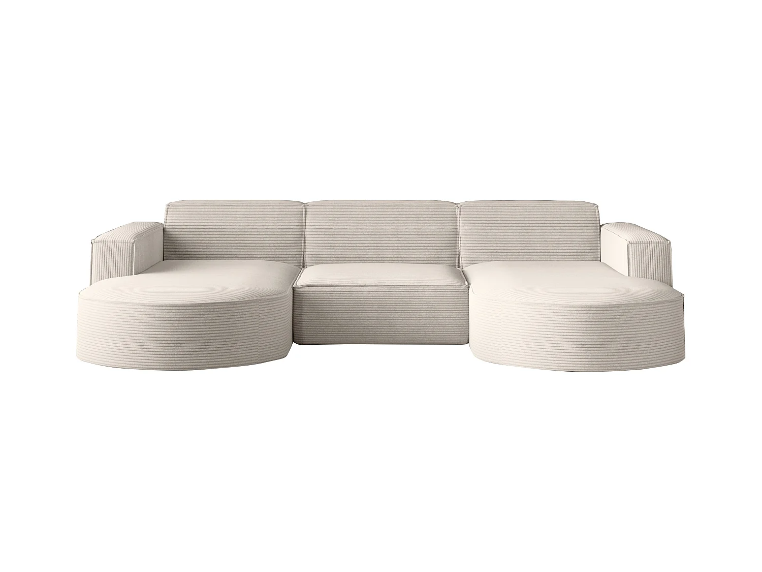 Canapé d'angle Modena en U, tissu Poso, écru