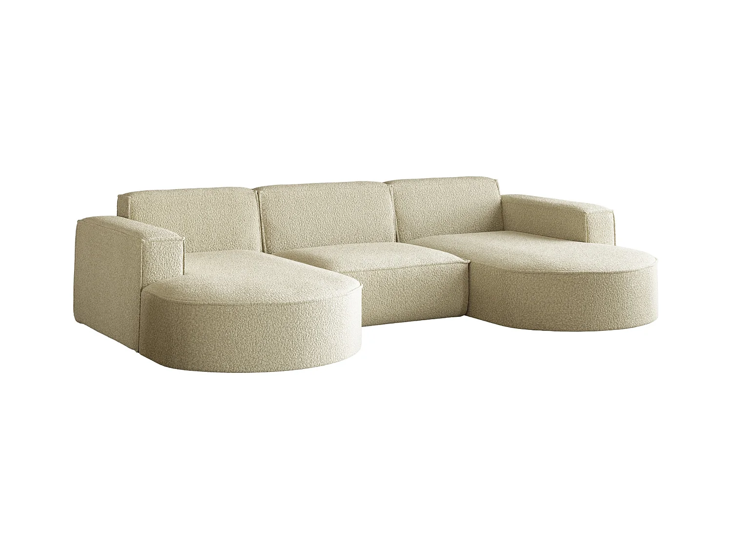 Canapé d'angle, forme U Modena, tissu Quelle, beige