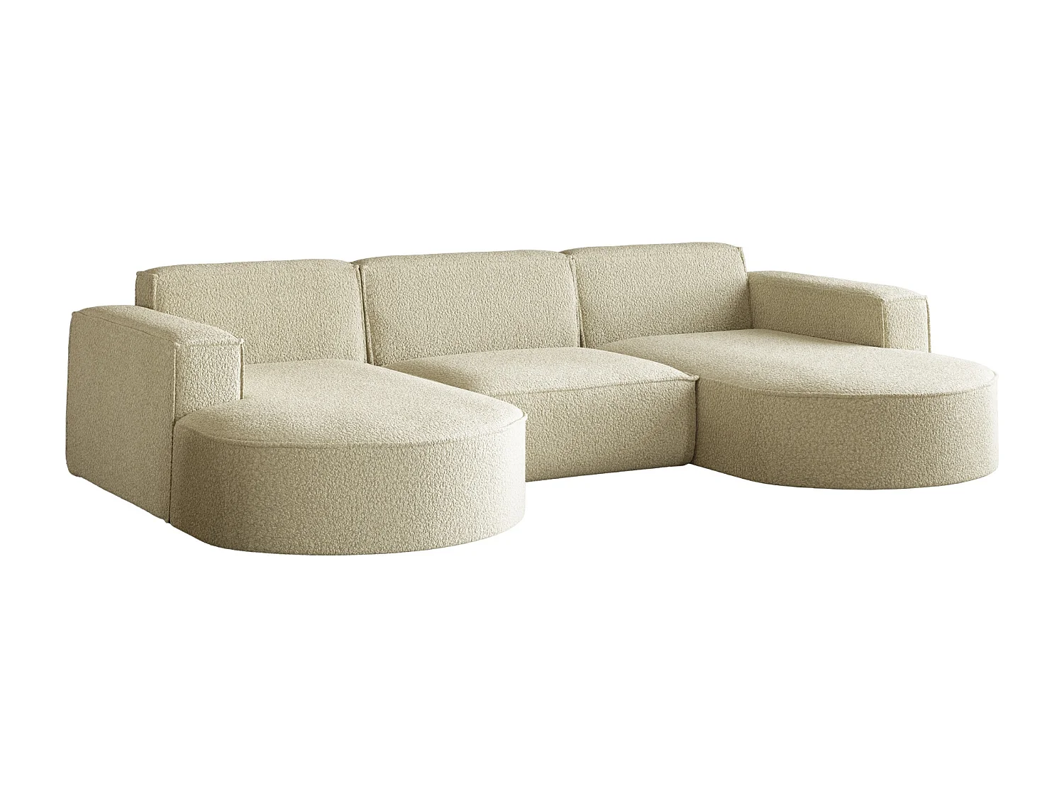 Canapé d'angle, forme U Modena, tissu Quelle, beige