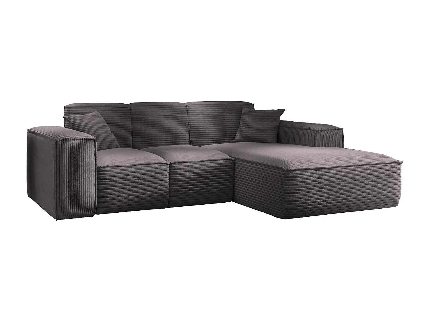 Canapé d'angle, canapé d'angle en L, salon, tissu SIENA, canapé Poso, gris foncé, droite