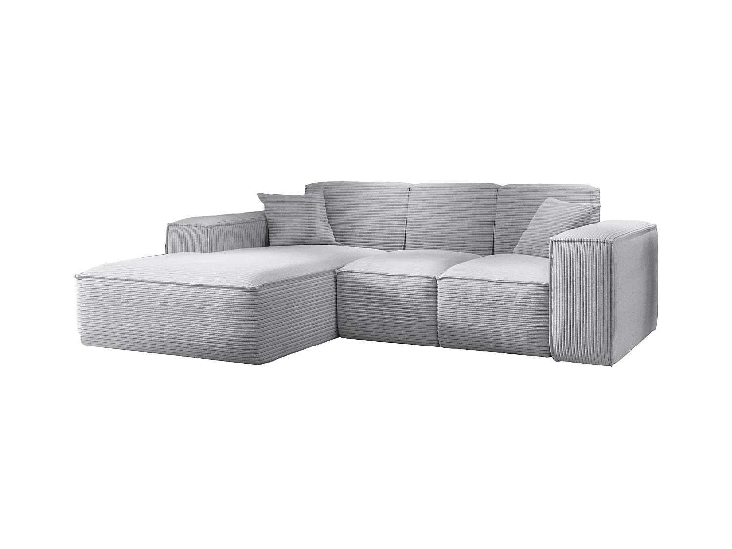 Canapé d'angle, canapé d'angle en L, salon, tissu SIENA Poso, gris clair, gauche