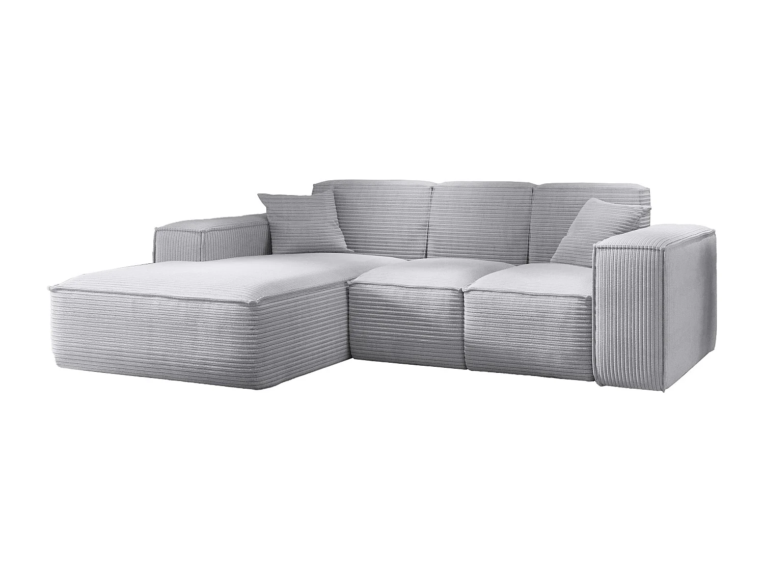 Canapé d'angle, canapé d'angle en L, salon, tissu SIENA Poso, gris clair, gauche