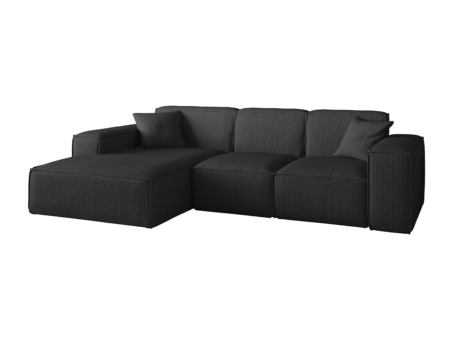 Canapé d'angle PULA en L, tissu Scala, noir, gauche