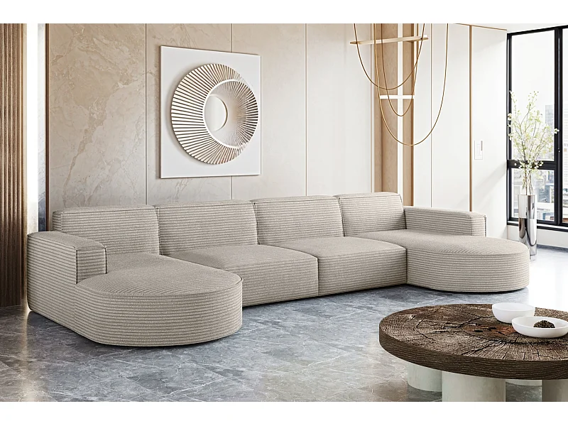 Ecksofa, Modena U XL, Stoff Poso, Beige