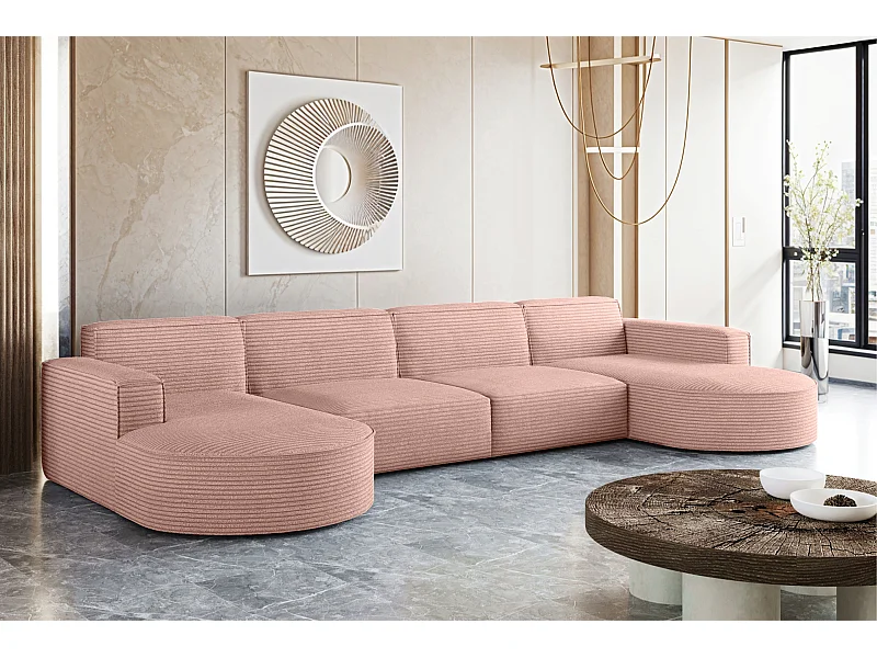 Ecksofa, Modena U XL, Stoff Poso, Rosa