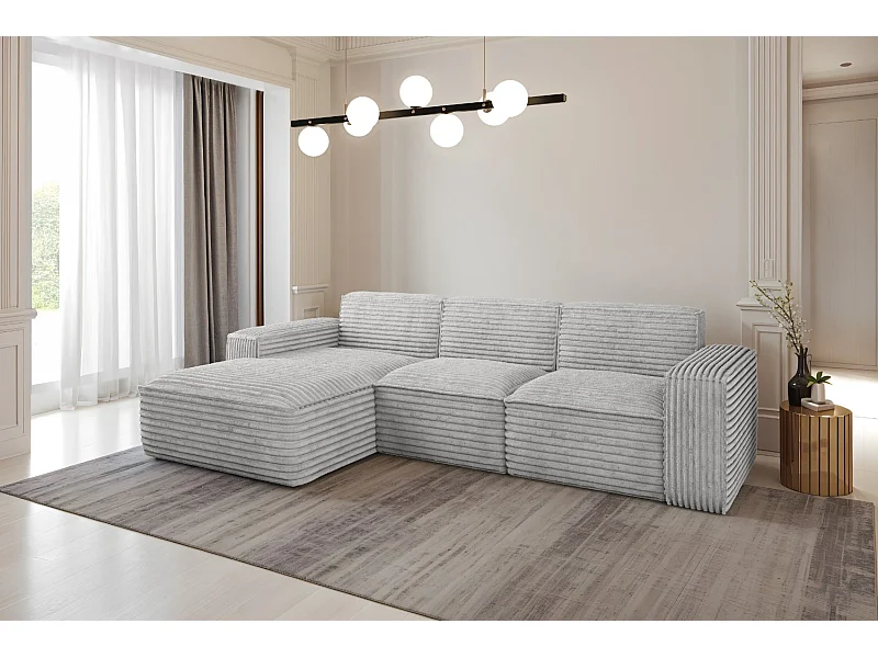 Ecksofa L-Form Siena Stoff Velo Hellgrau Links