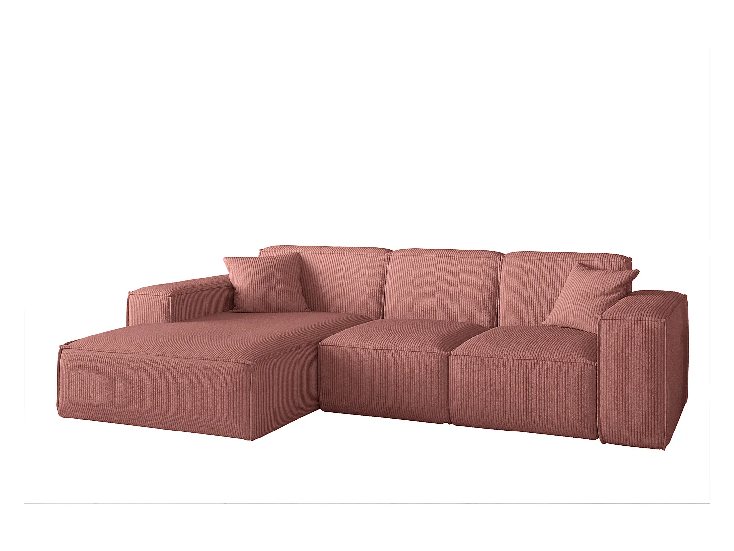 Canapé d'angle PULA en L, tissu Scala, saumon, gauche