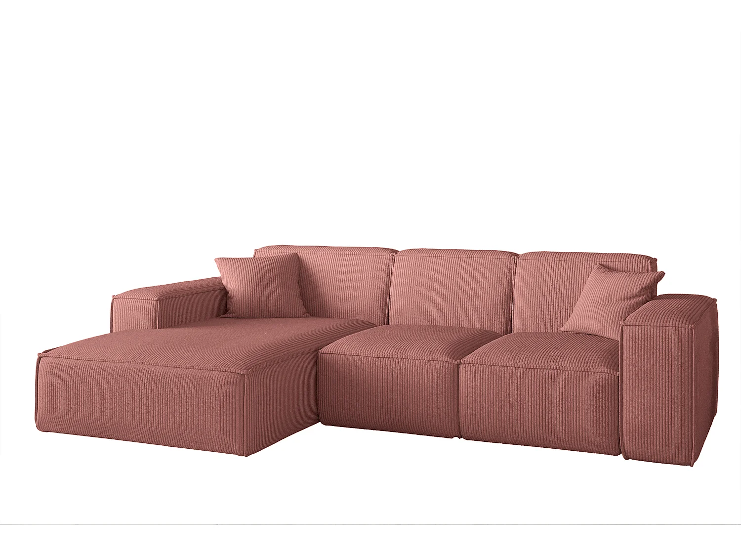 Canapé d'angle PULA en L, tissu Scala, saumon, gauche