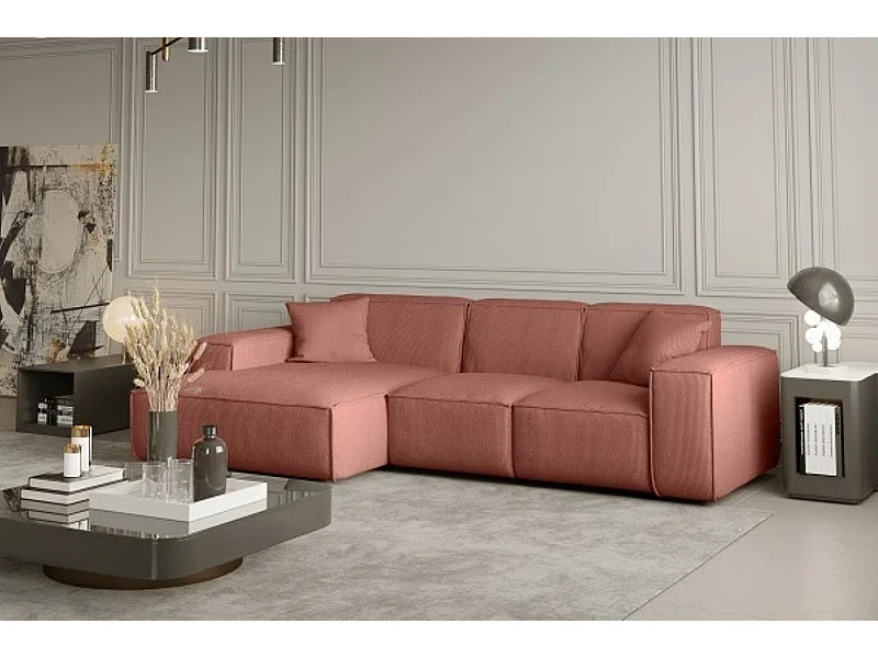 Hoekbank PULA L-vorm, stof Scala, zalm, links