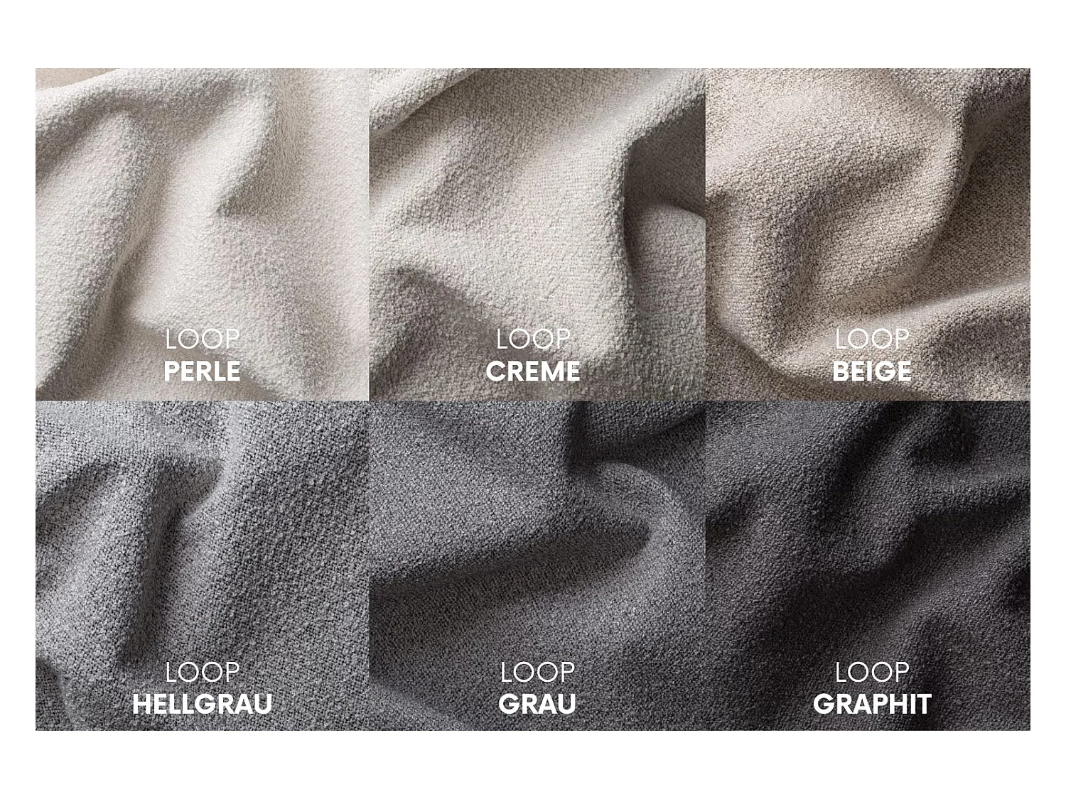 Canapé d'angle design, canapé en U MODENA tissu Loop Cream