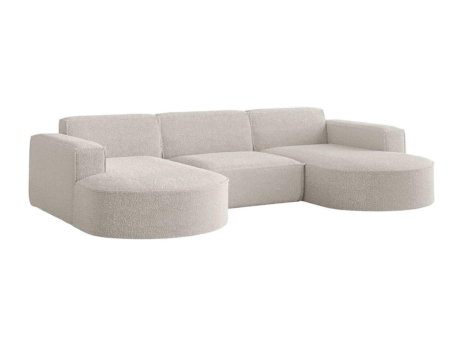 Canapé d'angle design, canapé en U MODENA tissu Loop Cream