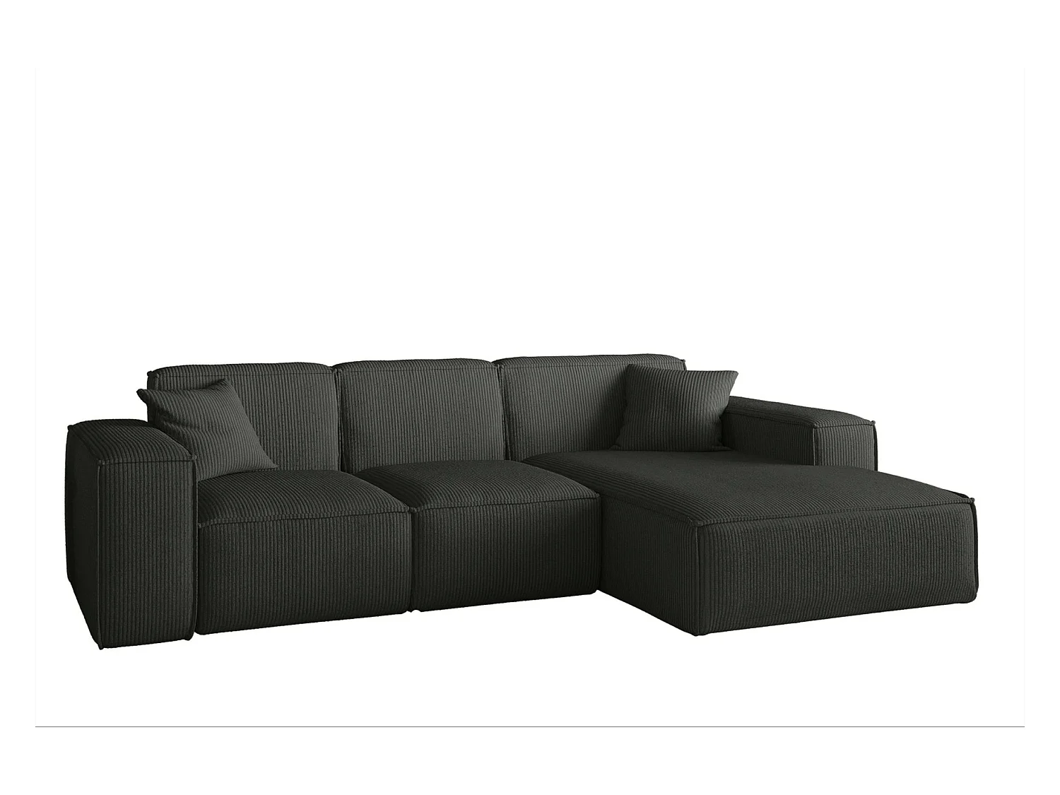 Canapé d'angle PULA en L, tissu Scala, anthracite, droit