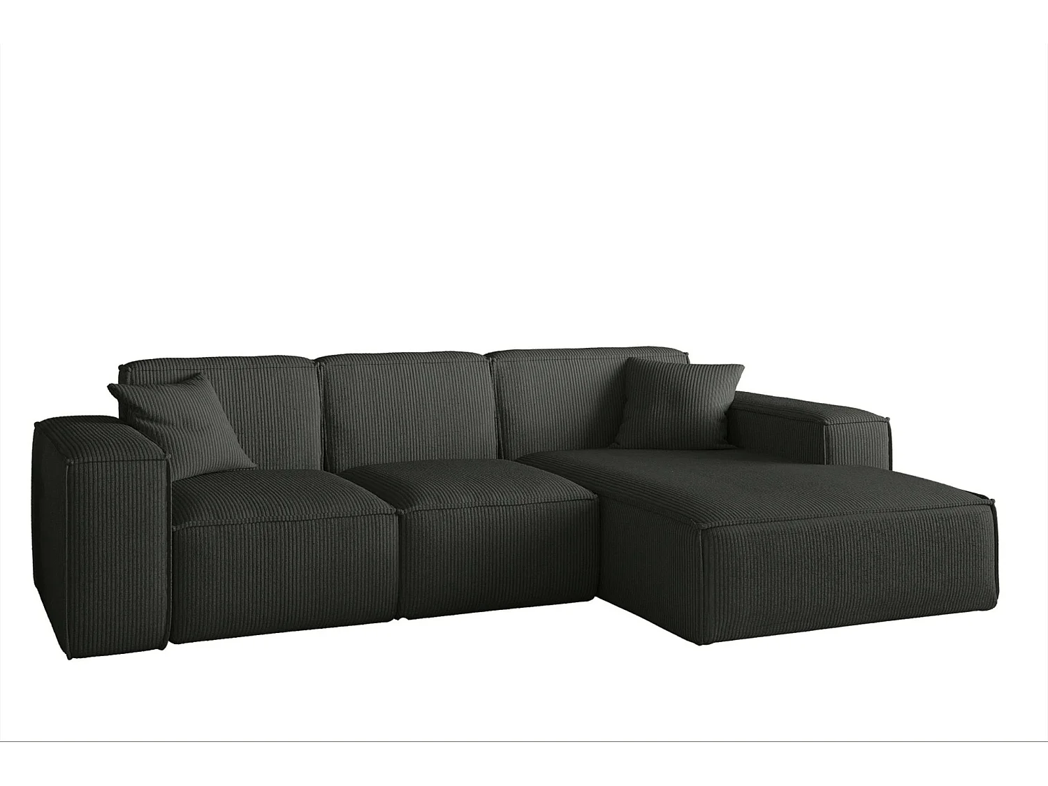 Canapé d'angle PULA en L, tissu Scala, anthracite, droit