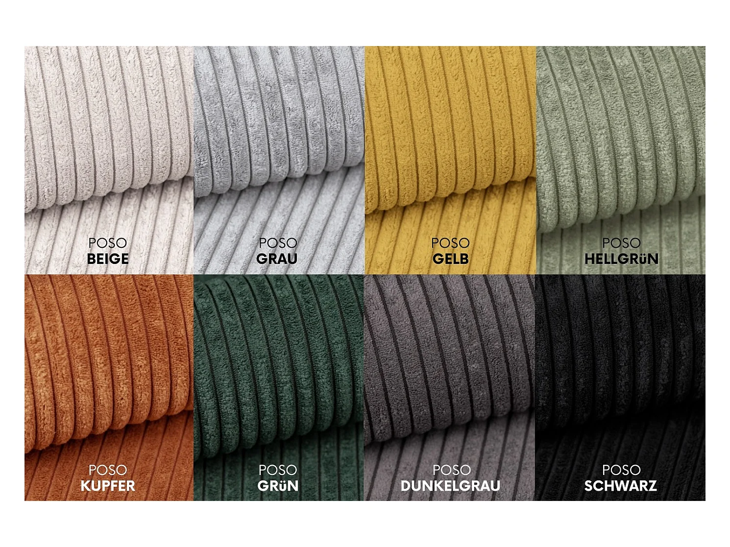 Canapé d'angle, canapé d'angle en L, salon, tissu SIENA, canapé Poso, gris foncé, gauche