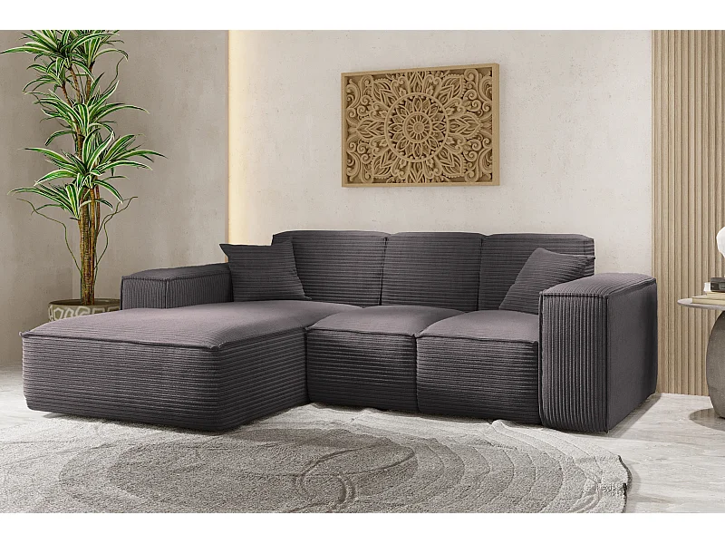 Ecksofa, Eckcouch L form, Wohnzimmer, Couch SIENA stoff Poso, Dunkelgrau, Links