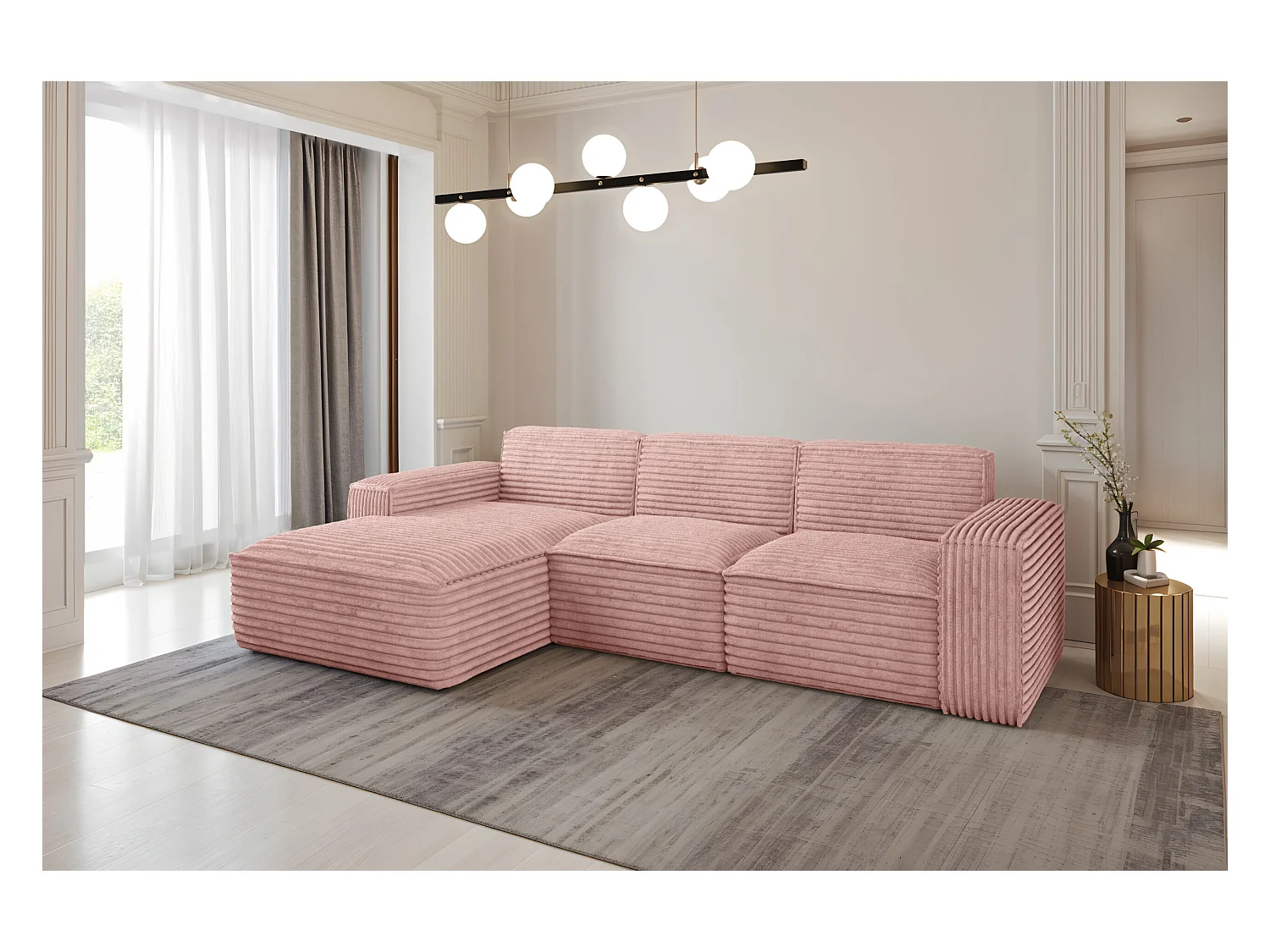 Ecksofa L-Form Siena Stoff Velo Rosa Links