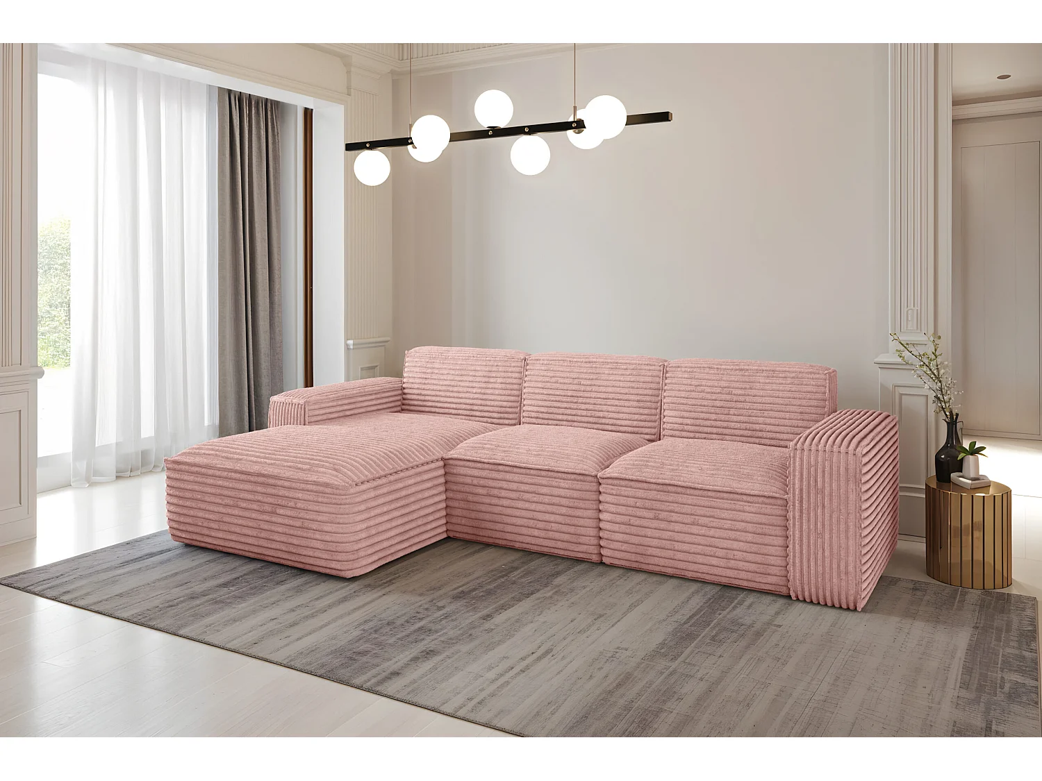 Ecksofa L-Form Siena Stoff Velo Rosa Links