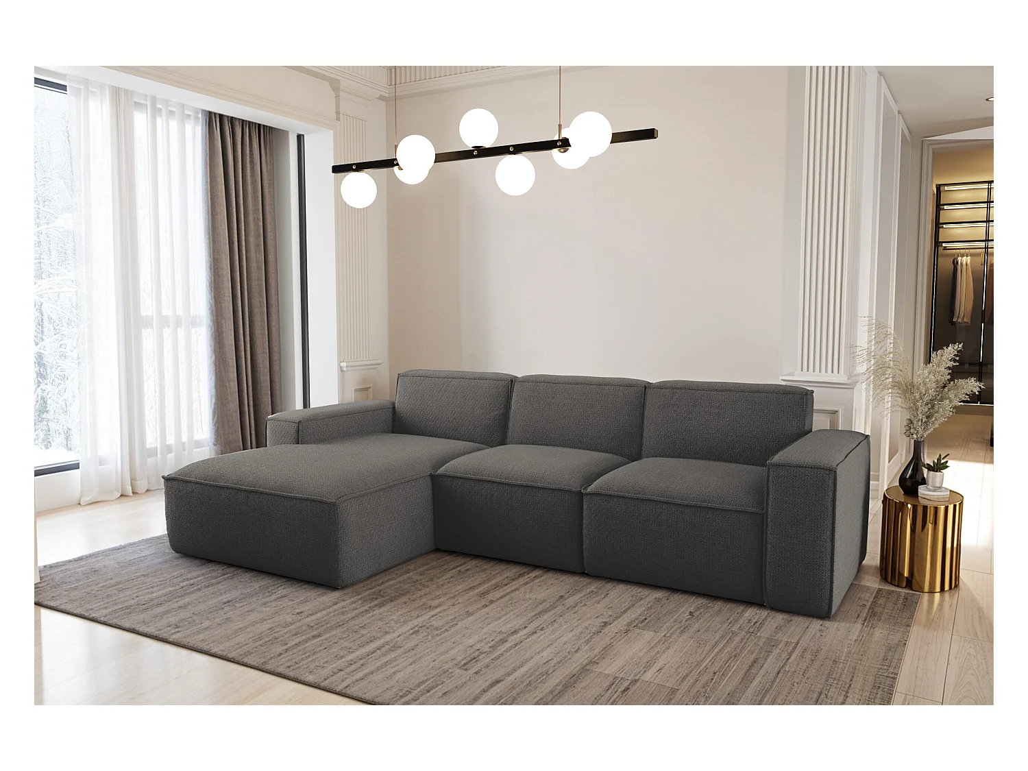 Canapé d'angle forme L Siena tissu Artico anthracite gauche