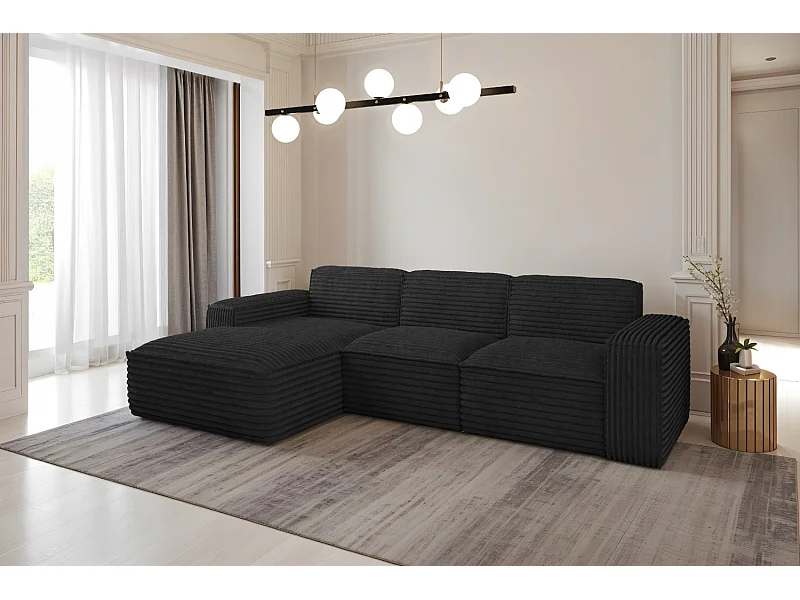 Hoekbank L-vorm Siena stof Velo Zwart Links