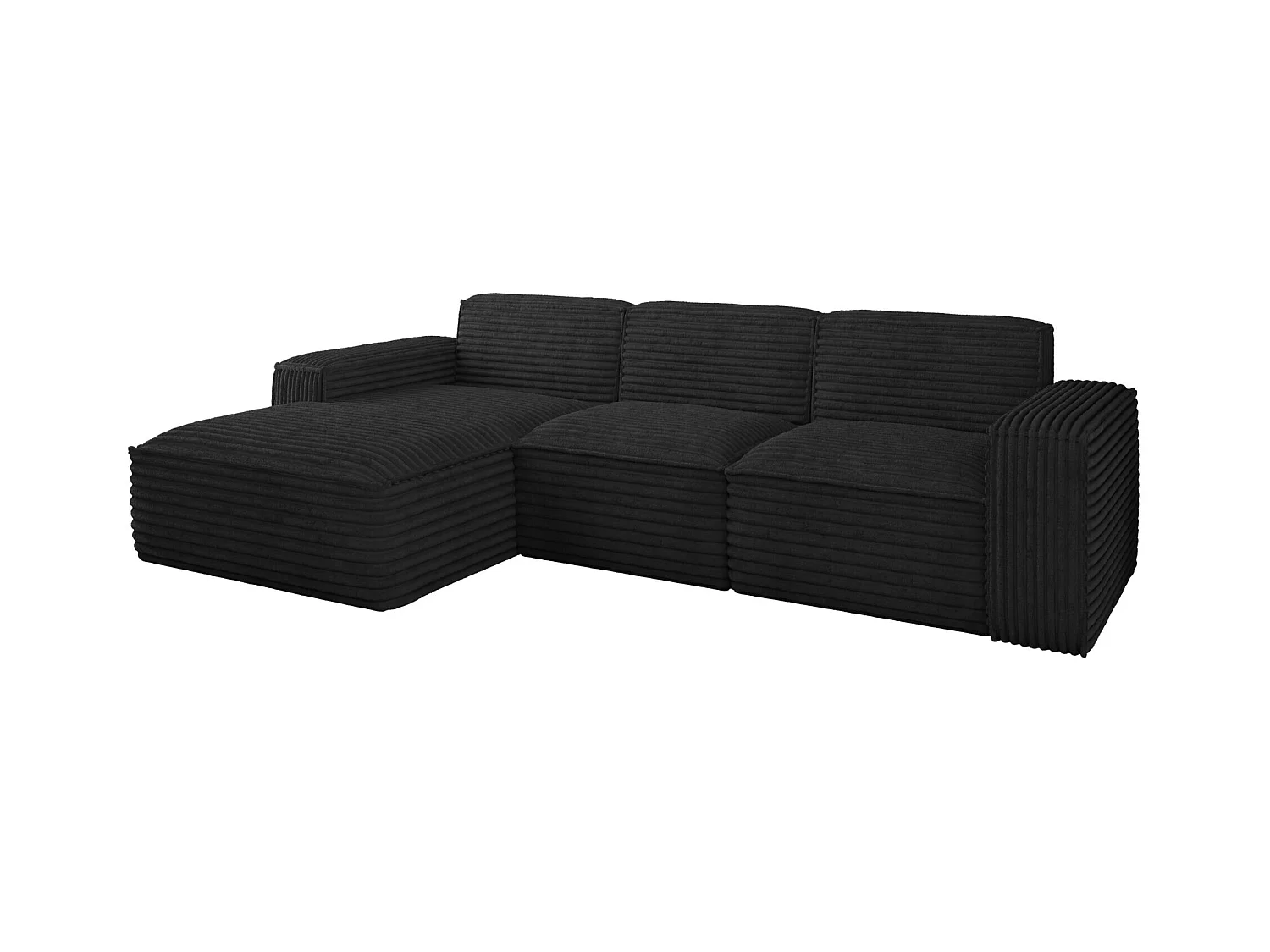 Ecksofa L-Form Siena Stoff Velo Schwarz Links