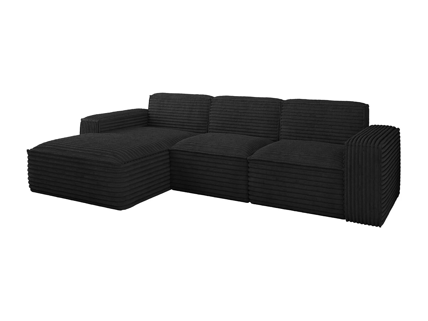 Ecksofa L-Form Siena Stoff Velo Schwarz Links