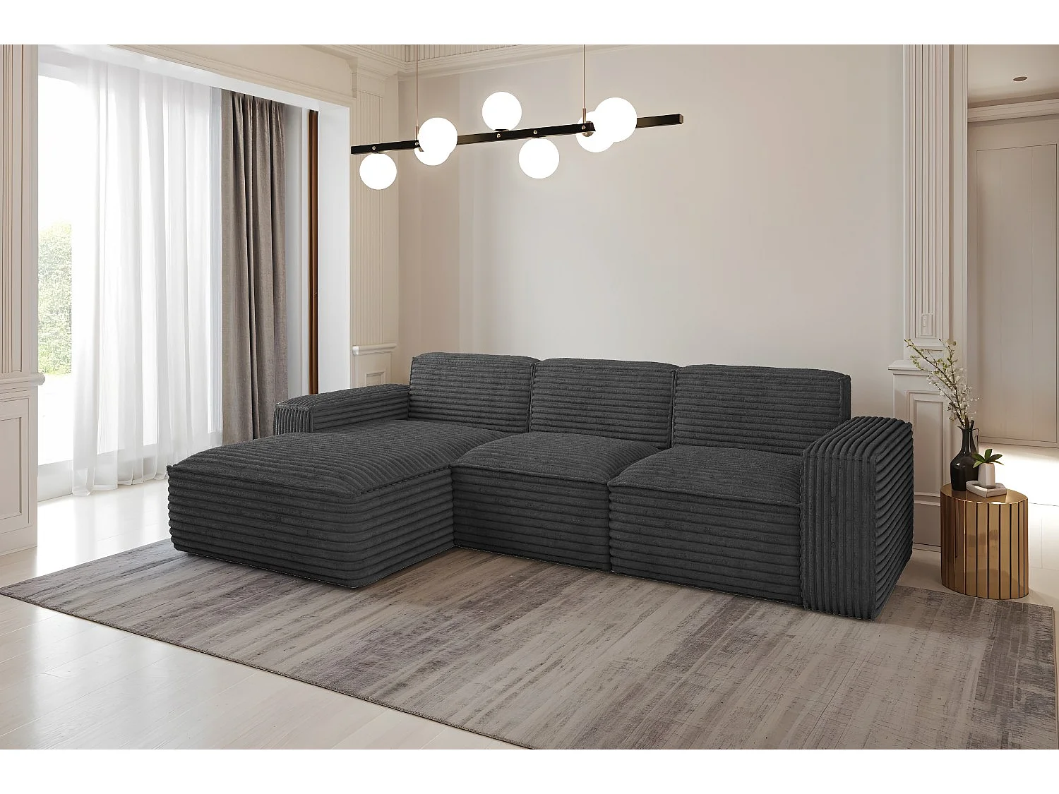 Ecksofa L-Form Siena Stoff Velo Graphit Links