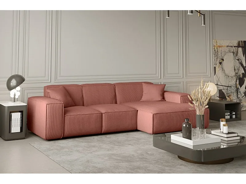 Ecksofa PULA L-Form, Stoff Scala, Lachs, Rechts