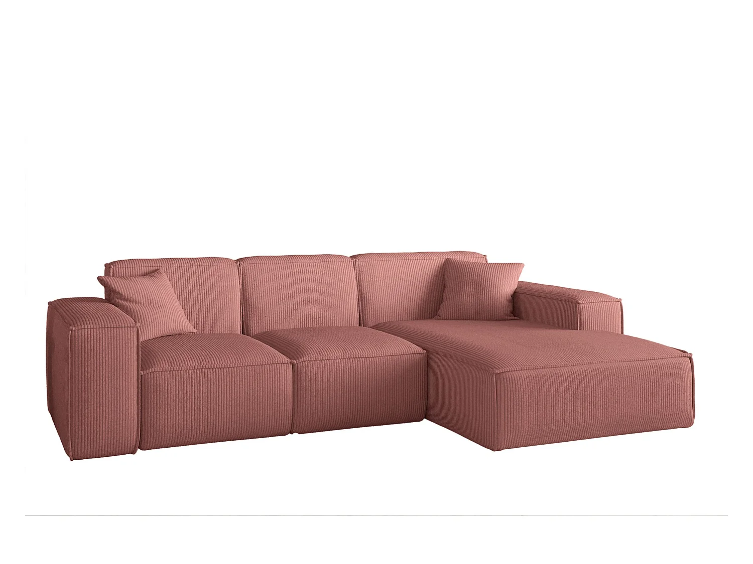 Canapé d'angle PULA en L, tissu Scala, saumon, droit