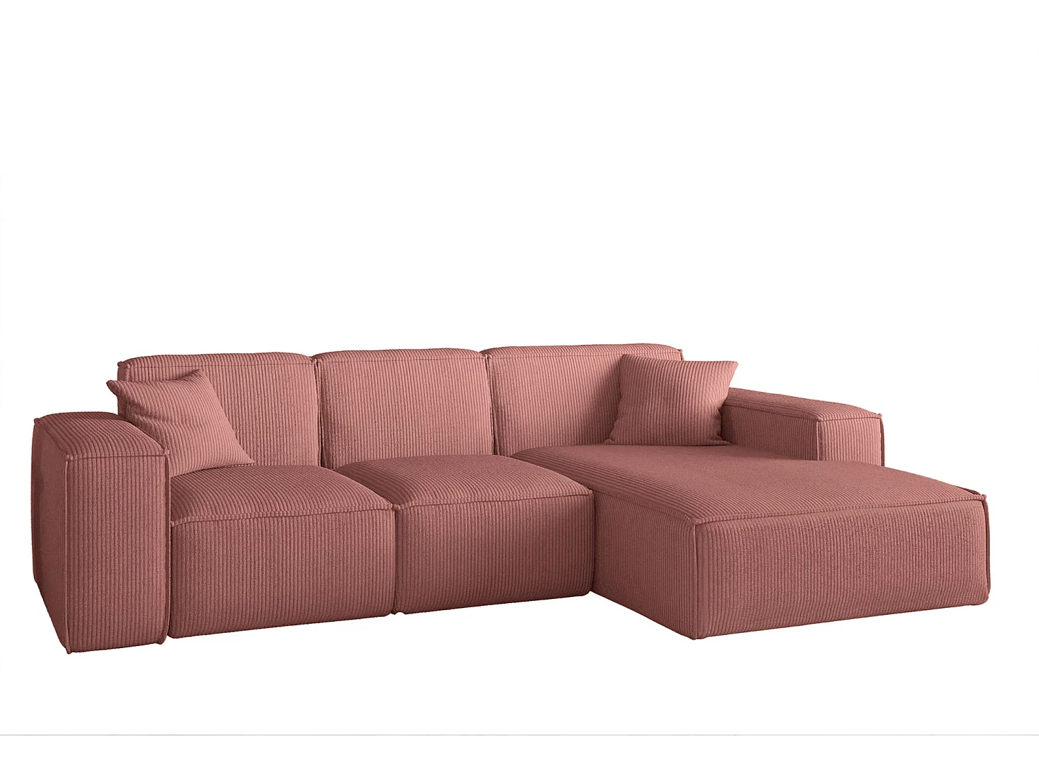 Canapé d'angle PULA en L, tissu Scala, saumon, droit