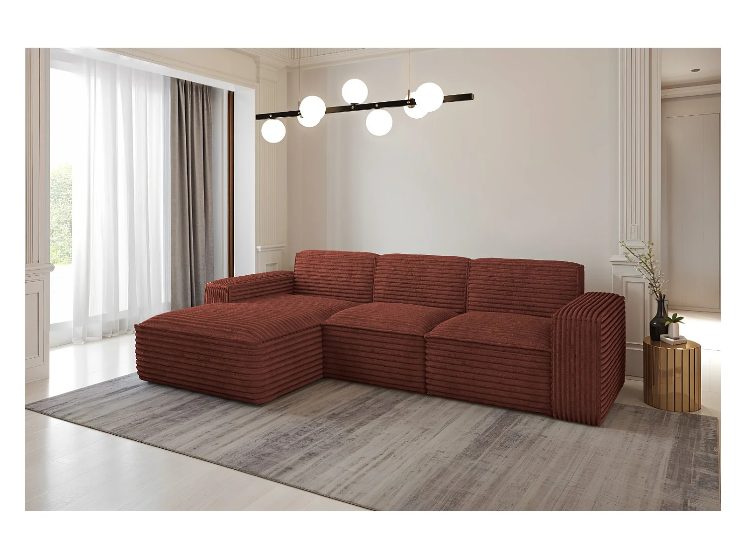 Ecksofa L-Form Siena Stoff Velo Kupfer Links