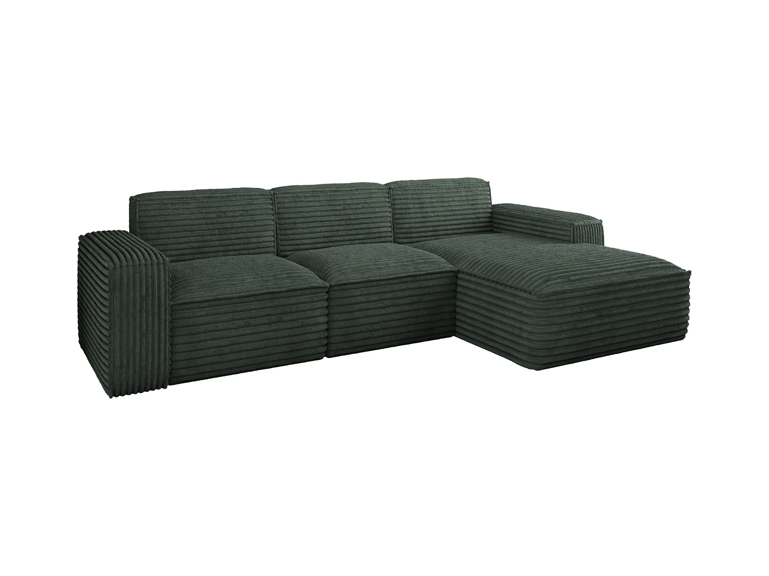 Ecksofa L-Form Siena Stoff Velo Grün Rechts