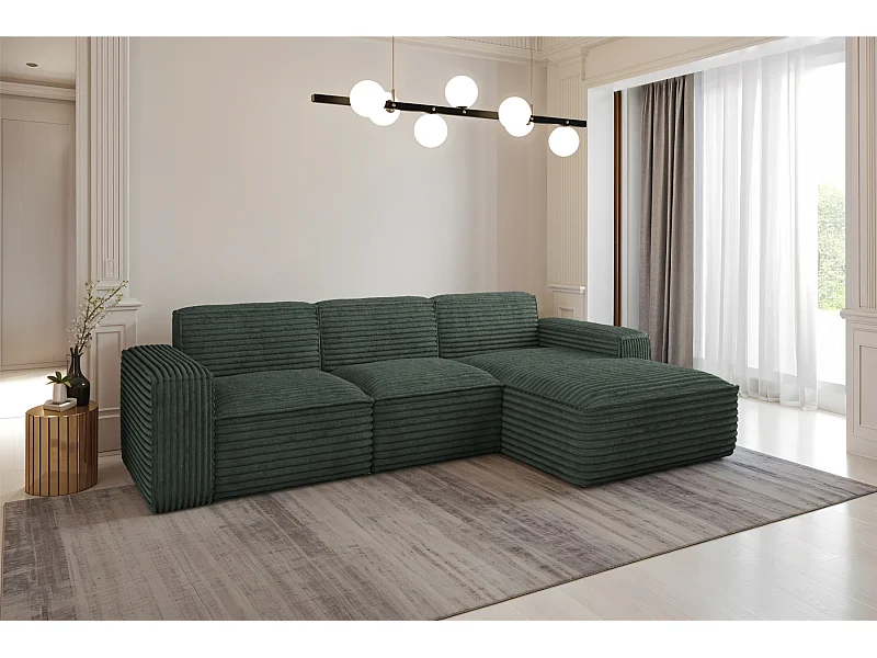 Ecksofa L-Form Siena Stoff Velo Grün Rechts