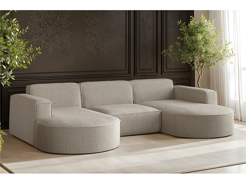 Canapé d'angle Modena en U, tissu Quelle, beige foncé
