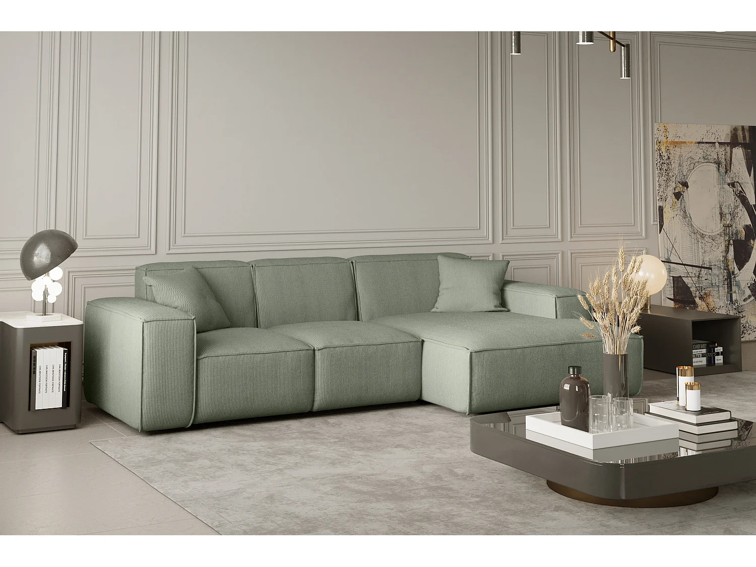 Canapé d'angle PULA en L, tissu Scala, Safira, droit