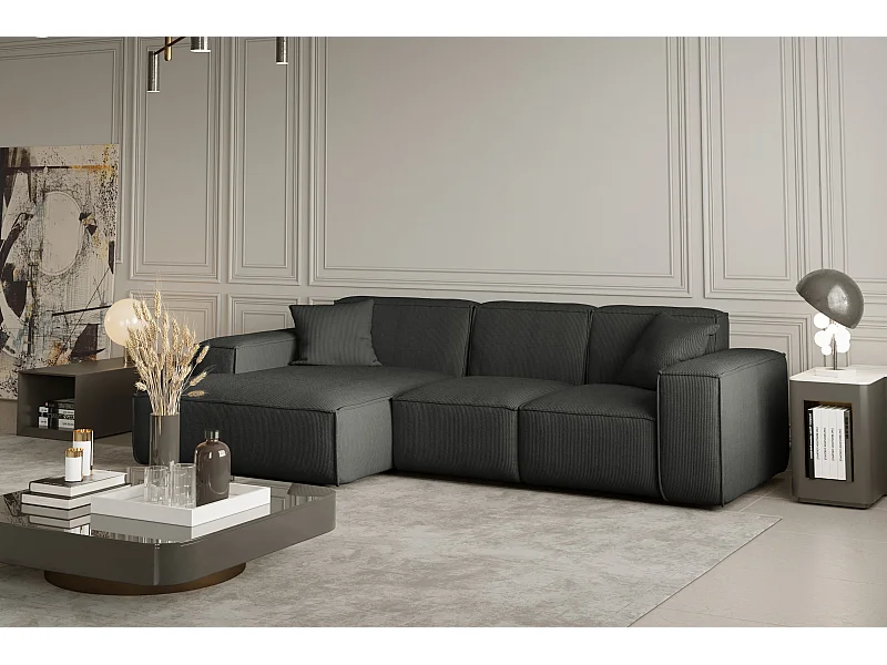 Ecksofa PULA L-Form, Stoff Scala, Anthrazit, Links
