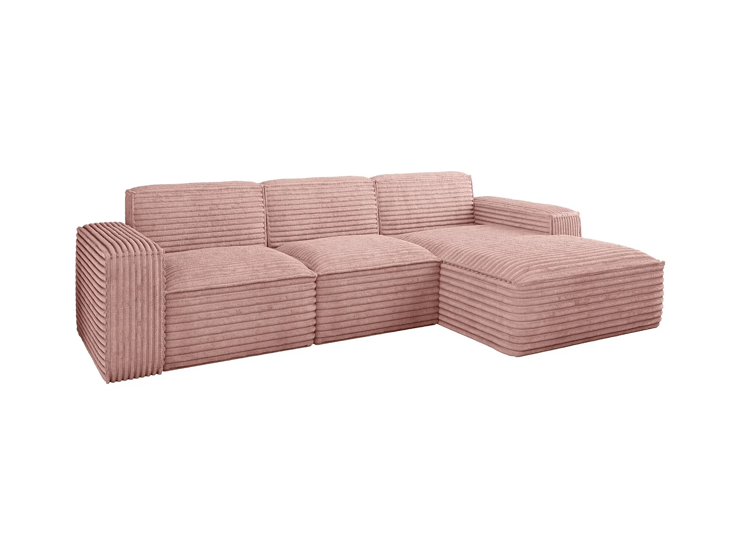 Ecksofa L-Form Siena Stoff Velo Rosa Rechts