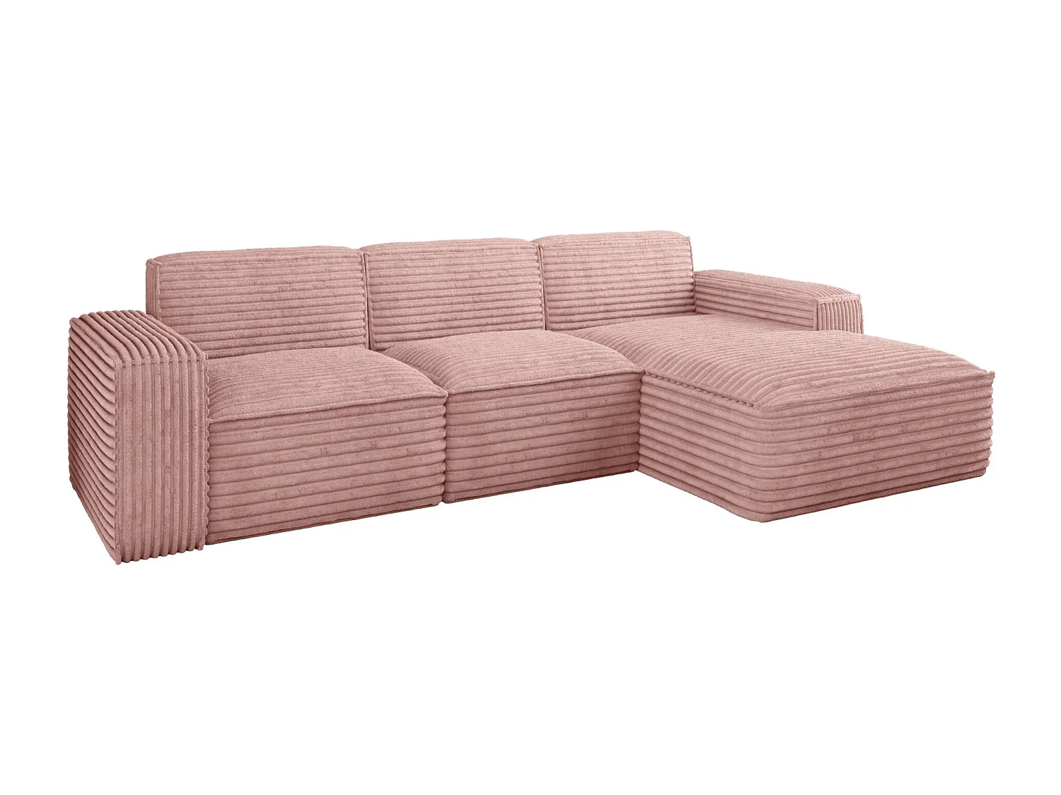 Ecksofa L-Form Siena Stoff Velo Rosa Rechts