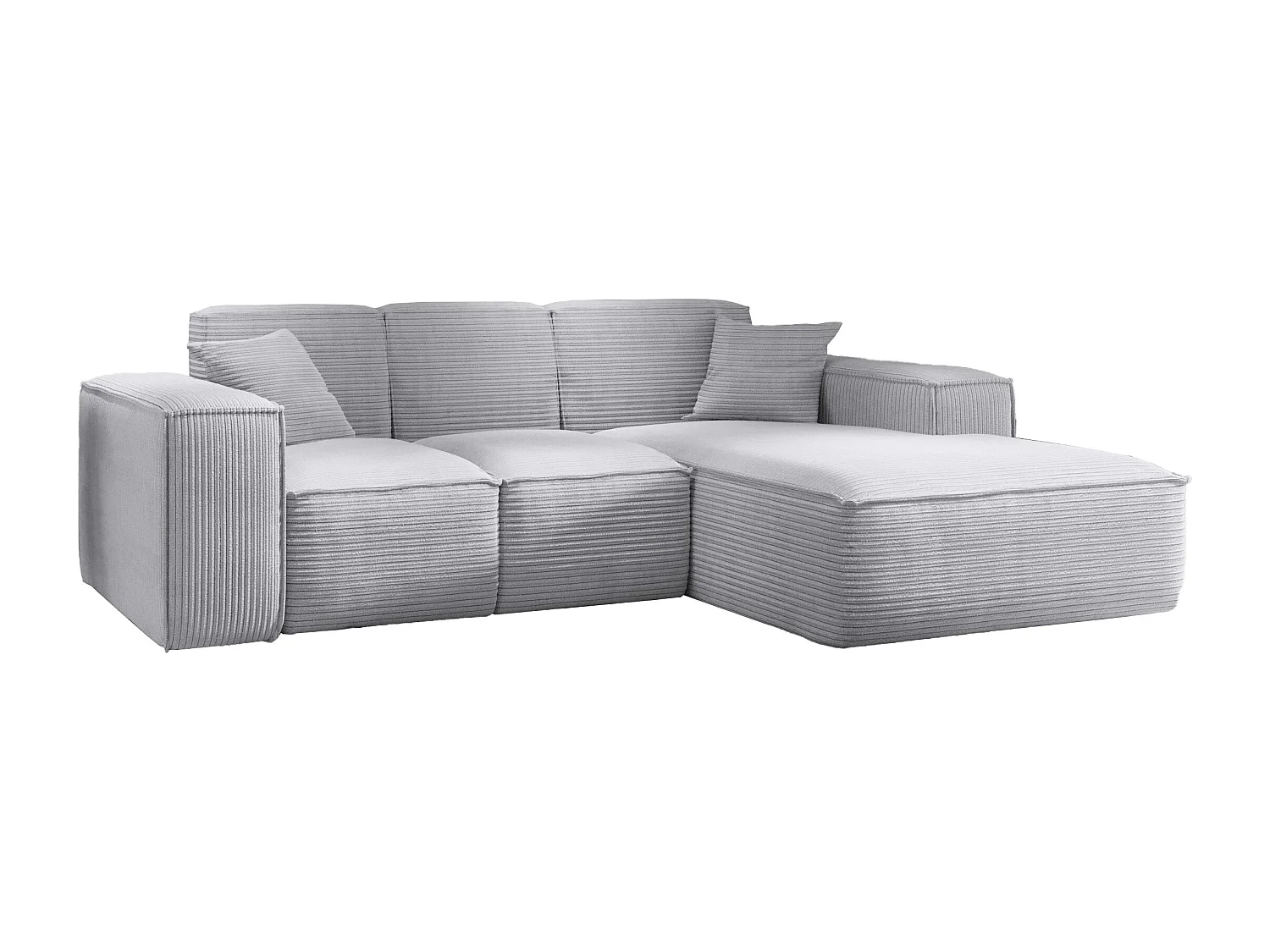 Canapé d'angle, canapé d'angle en L, salon, canapé SIENA en tissu Poso, gris clair, droite