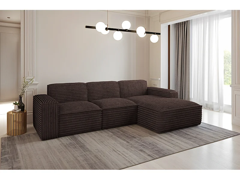 Ecksofa L-Form Siena Stoff Velo Braun Rechts