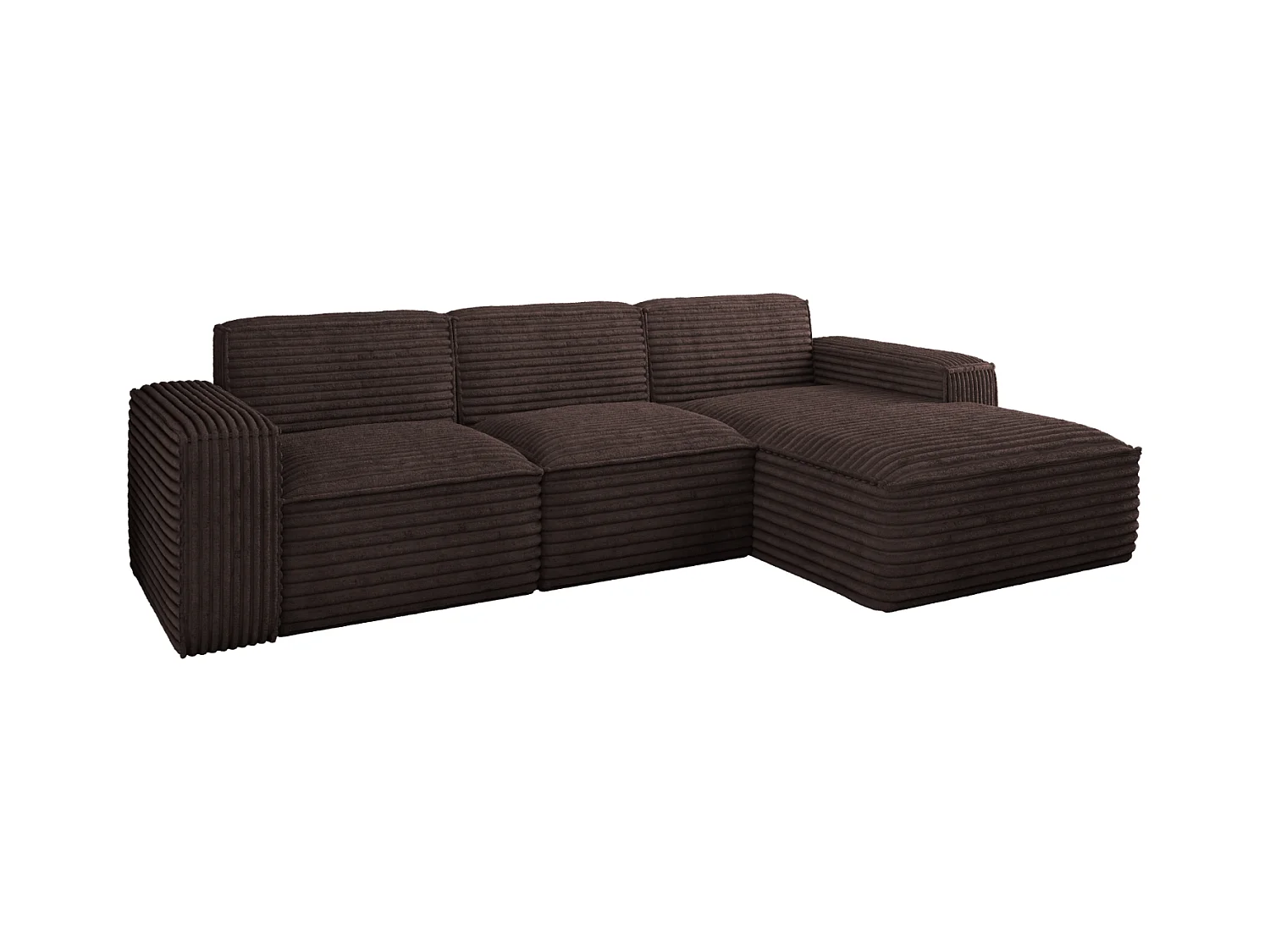 Ecksofa L-Form Siena Stoff Velo Braun Rechts