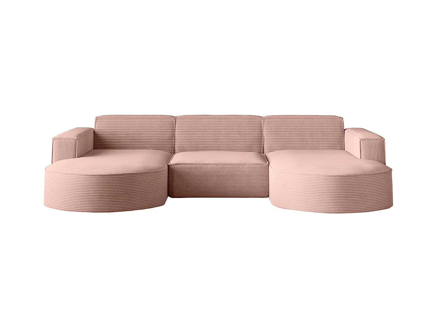 Canapé d'angle Modena en U, tissu Poso, rose