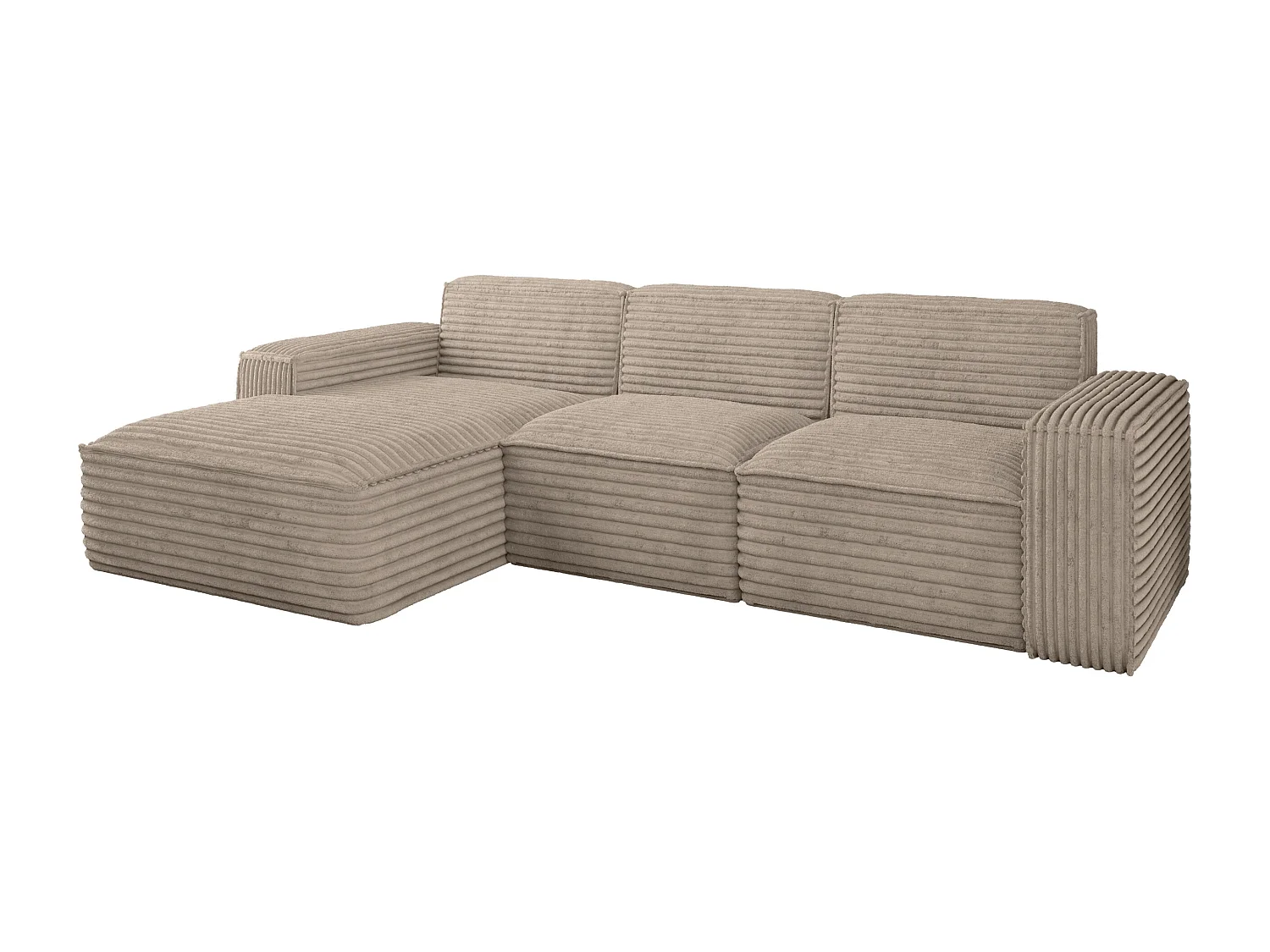 Ecksofa L-Form Siena Stoff Velo Beige Links