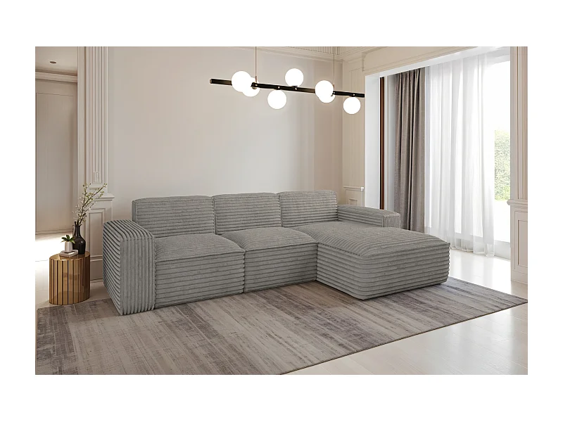 Ecksofa L-Form Siena Stoff Velo Grau Rechts
