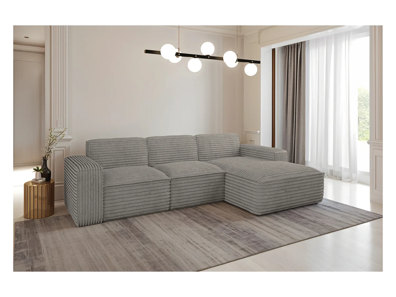 Ecksofa L-Form Siena Stoff Velo Grau Rechts